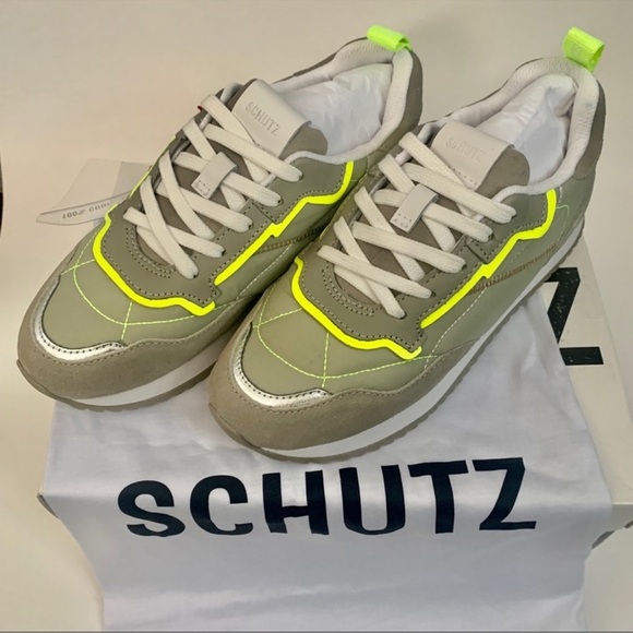 SCHUTZ Penny Neon Trim Sneakers Size 7.5
